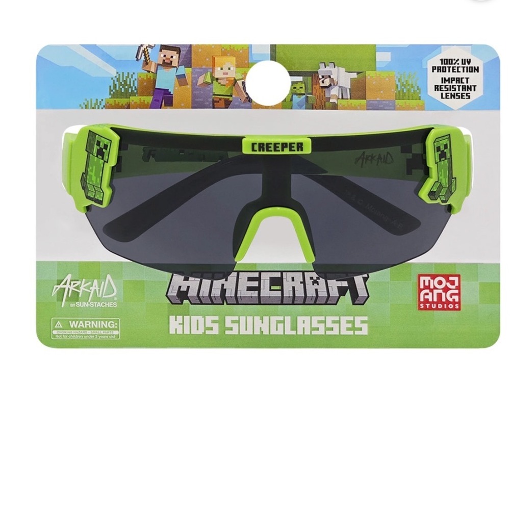 Minecraft Creeper Kids Sunglasses Arkaid by SunStaches Green Black UV Protection